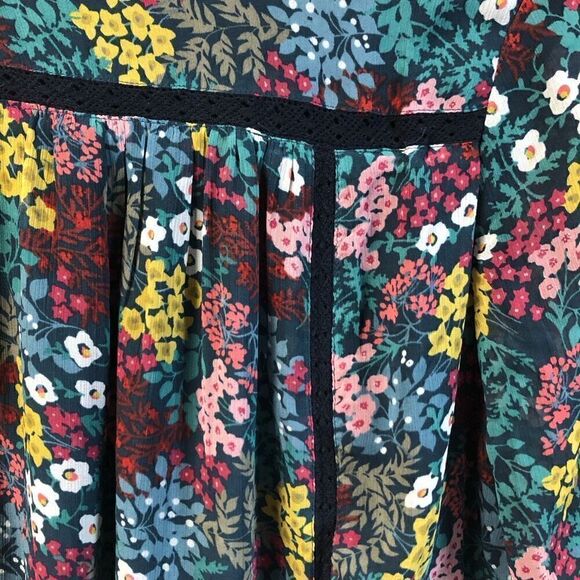 Anne Taylor Loft Petite Small (SP) Tunic Dress Floral Charcoal Grey - Picture 4 of 5